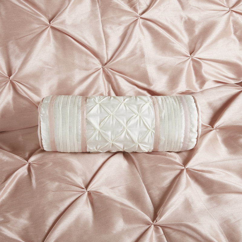 Laurel 7 Piece Tufted Comforter Set, Queen Comforter + 1 Bed Skirt + 2 Shams + 3 Decora, Blush