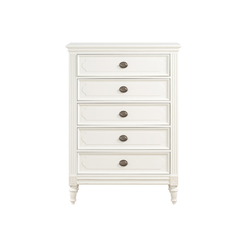 Commode Shira à 5 tiroirs, fini dentelle