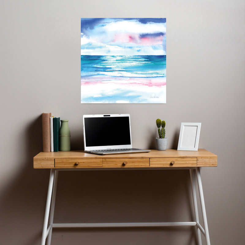 Mer turquoise, art abstrait de l'océan côtier, H 18 po x l 18 po
