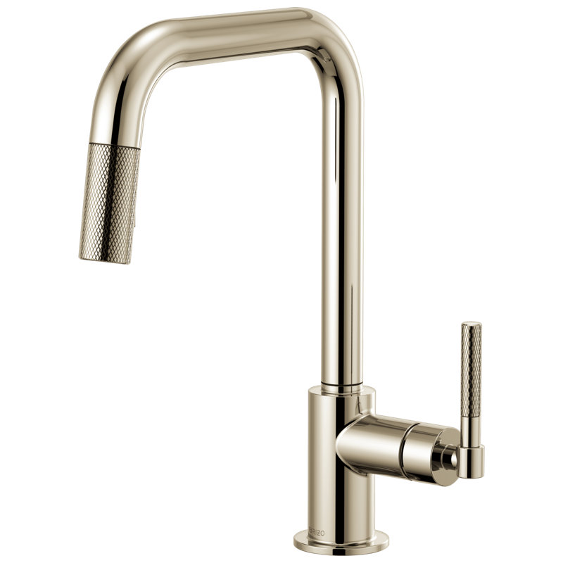 Litze® Pull-Down Faucet with Square Spout and Knurled Handle, Polished Nickel