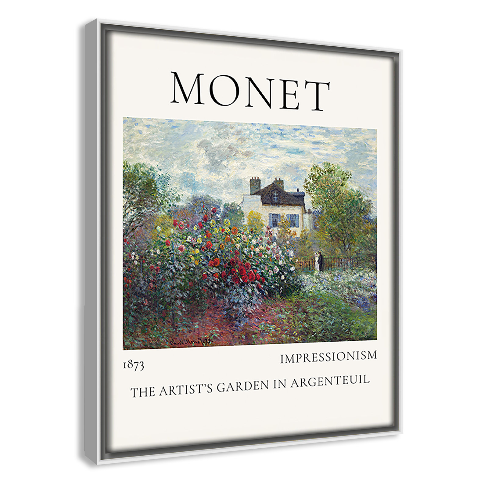 Rocchetto "Artists Garden in Argenteuil" Print, White Floater Frame, No, 11.5" H x 9.5" W x 2" D