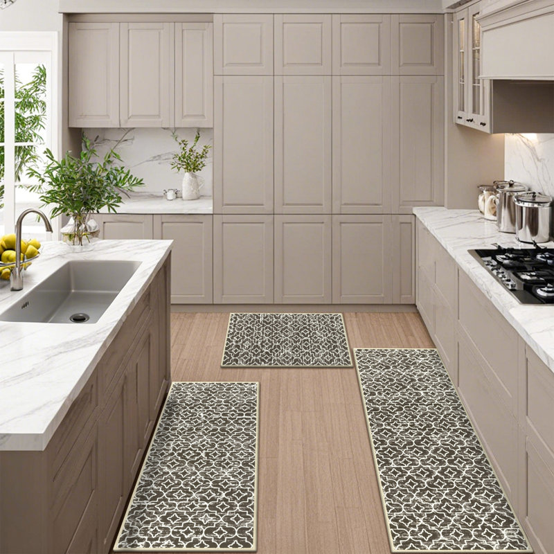 Machine Washable Non-Slip Kitchen Mat, Brown