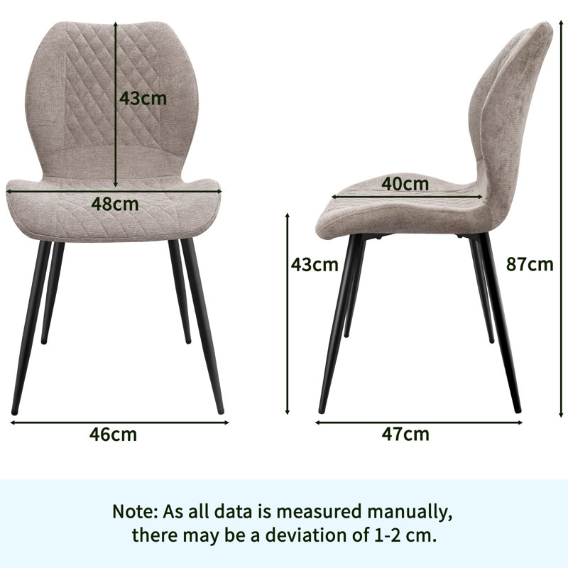 43 cm H Linen Parsons Chair, Brown, 4