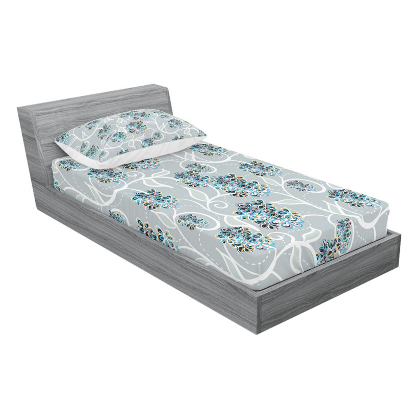 Microfiber Floral Sheet Set, Twin XL Sheet Set with Fitted Sheet