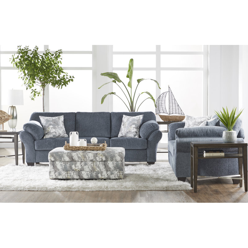 Causeuse Revie, 100 % polyester bleu