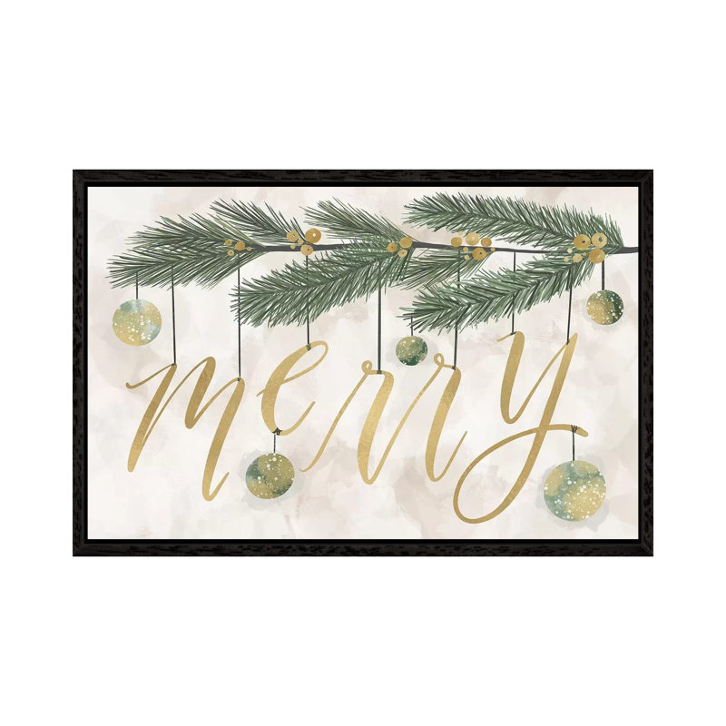 Gilded Christmas Greenery III 1 Piece Wall Art on Canvas, 66.04 cm H x 45.72 cm W, Black Floated Frame