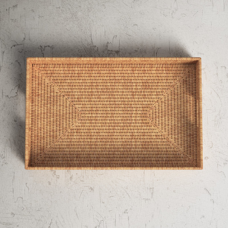 Edmond Rattan Tray, Honey Brown, 3" H x 22" L x 15" W
