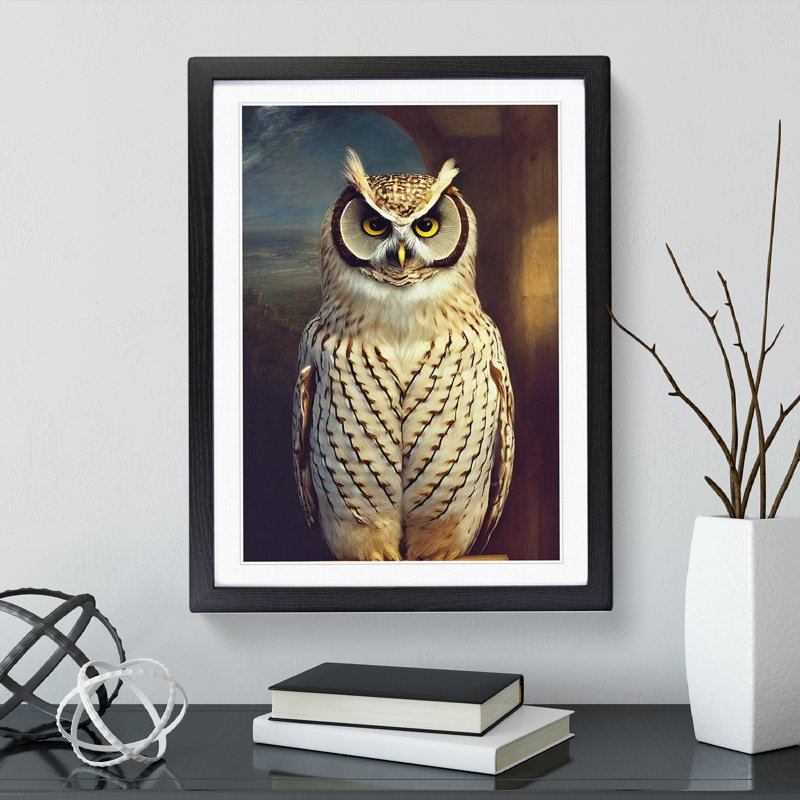 A Breathtaking Owl - Single Picture Frame Print, Black, 64cm H x 46cm W x 2cm D