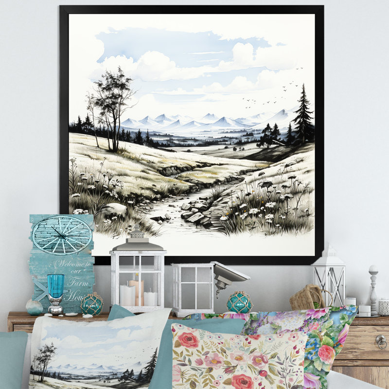 Faune sauvage, fleurs d'hiver II, Cadre simple noir, H 24 po x l 24 po x P 1 po