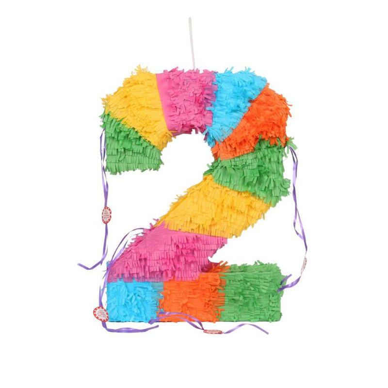 Fax Potato - Pinatas Number 2 Cardboard Pinata, Stick and Blindfold Set - W35cm x D7.5cm x H50cm - Multi
