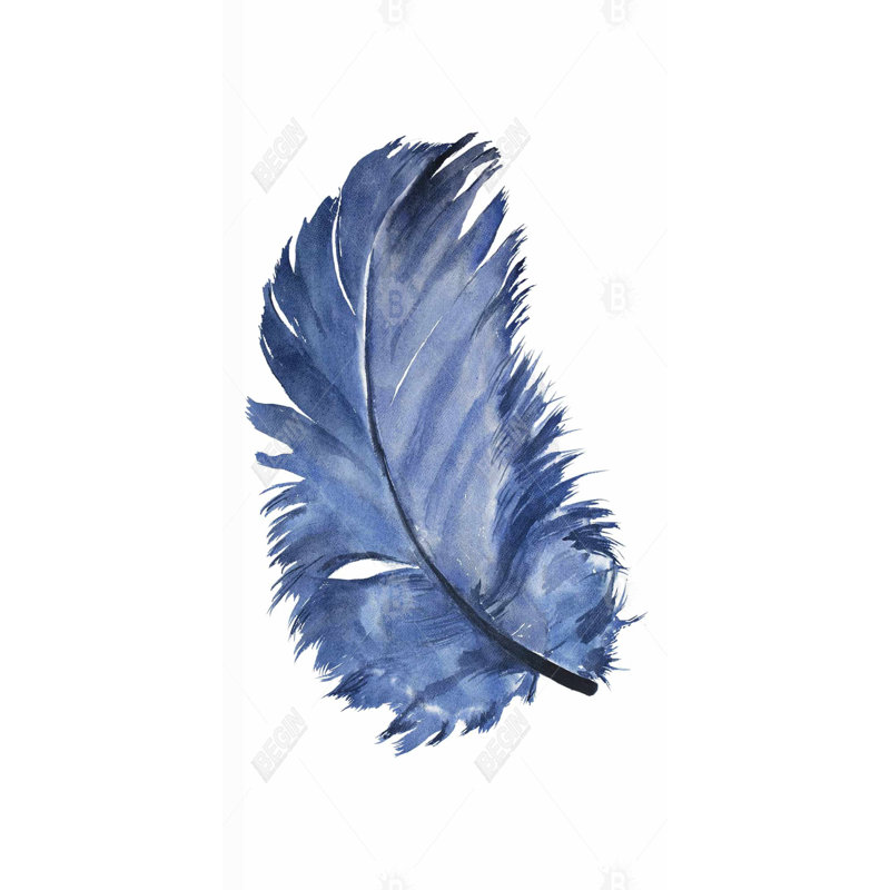 Watercolor blue feather - 15.75"x31.50" Desk mat