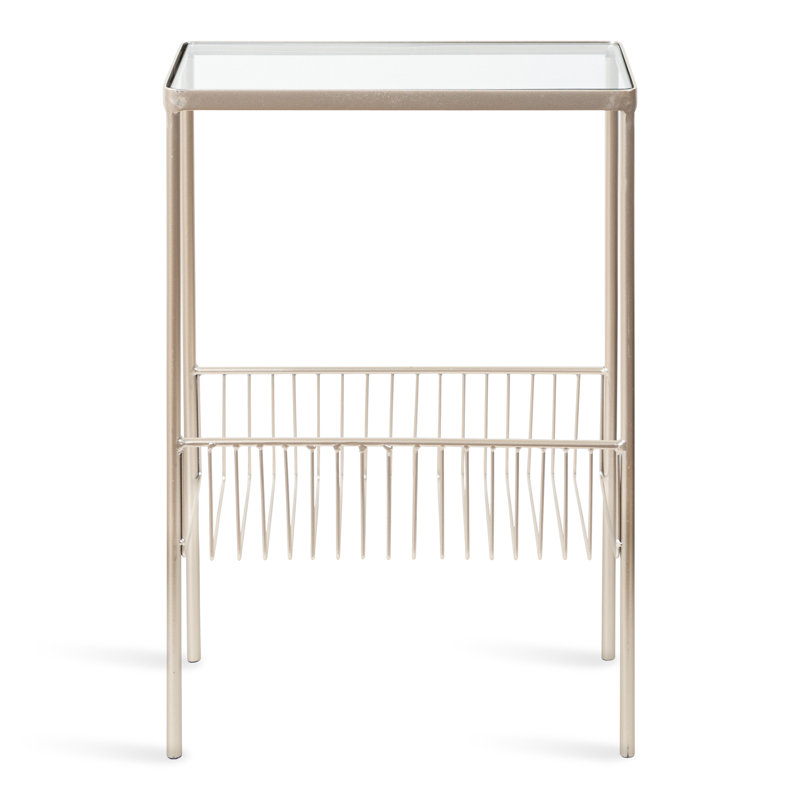 Dorman Glass Top End Table, Silver