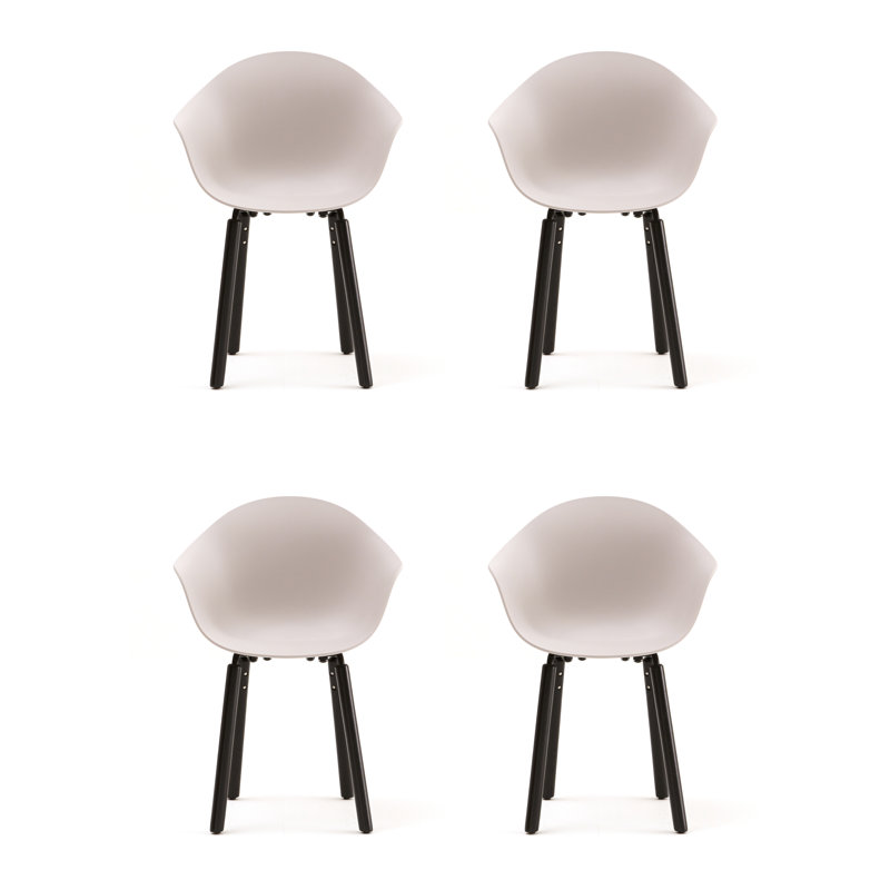 Fauteuil TA (ensemble de 4), Gris froid / noir