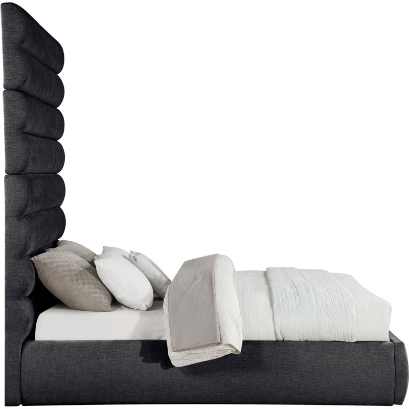 Adam Fabric Bed, Black, Queen, Chenille Fabric