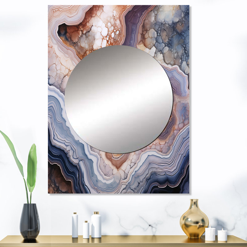 Philisma Stone Geode Scenery Minimalisme II - grand miroir mural en géode de pierre, miroir traditionnel unique, impression d'art en métal