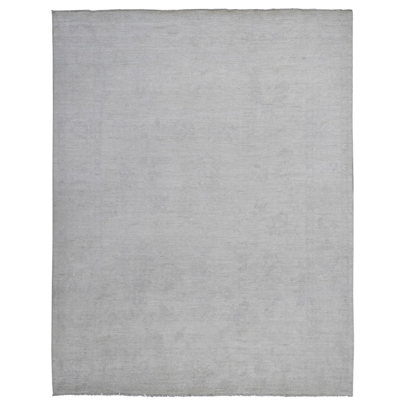 Tapis oriental 8 pi 10 po x 11 pi 4 po teint en blanc hivernal à motif angus Oushak