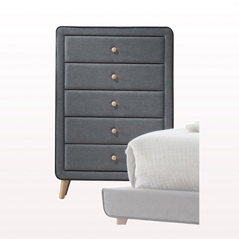 Commode moderne en tissu gris clair