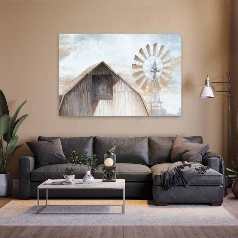 Paysage de grange, architecture abstraite, art contemporain, H 40 po x l 60 po