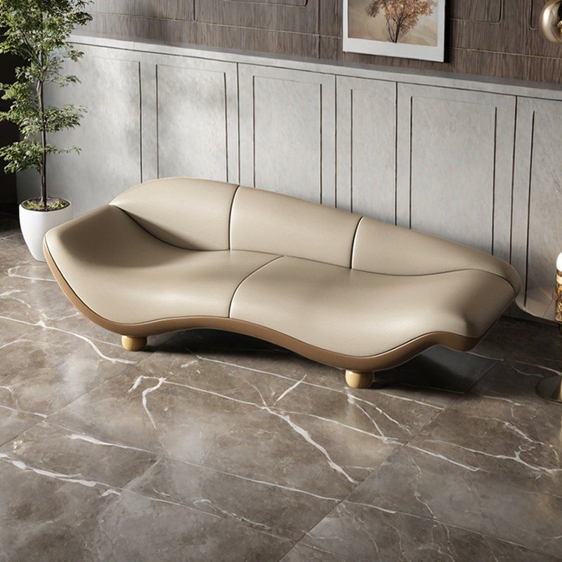 Chaise longue d'intérieur en bois massif Minimalist, Kaki pâle, Face à la gauche