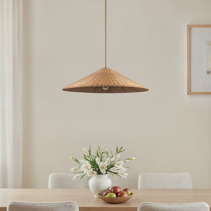 Welby 1 - Light Rattan Dome 32" Pendant