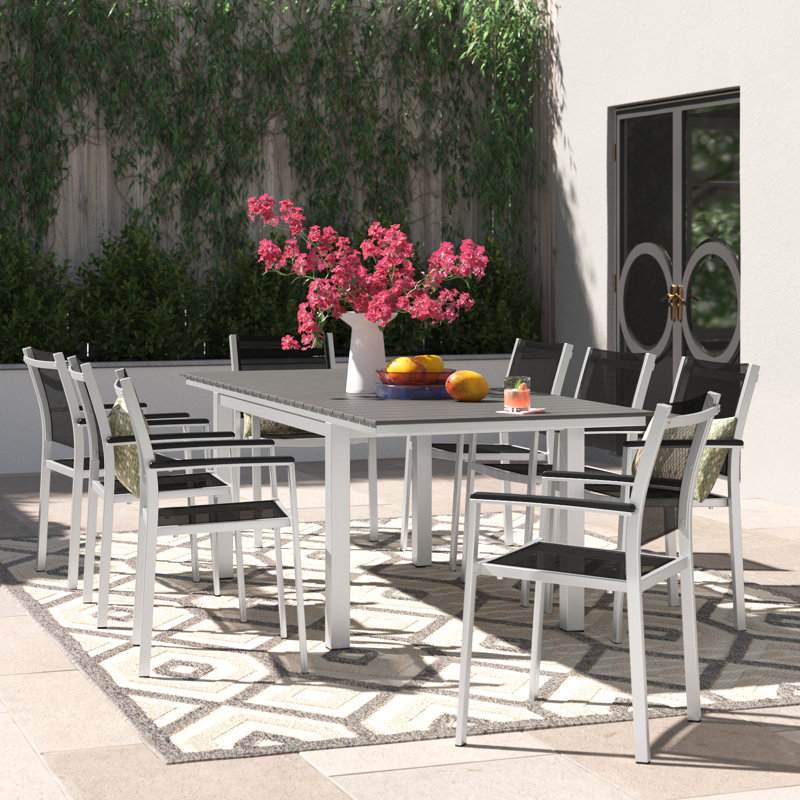 Shore 9 Piece Outdoor Patio Aluminum Outdoor Dining Set