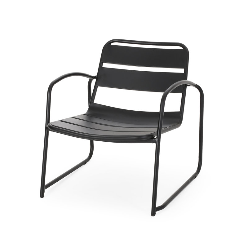 Chair In Matte Black, Iron Crafted For Backyard & Patio, 26.34"w X 24.72"h, 13.65 Lb Patio - Black Iron, 24.41"d 26.34"w,