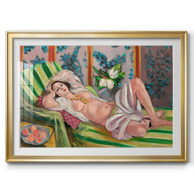 Nu couché sur un canapé vert - Henri Matisse - reproduction encadrée avec passe-partout et verre 1920 - années 1930