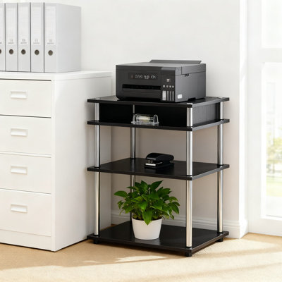 Tool-Free Assembly Printer Stand With 4 Adjustable Shelves, Stainless Steel And Particle Board Construction For Home And Office Organization