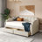 Twin Size Upholstered Daybed With Drawers, Wood Slat Support-1640774830