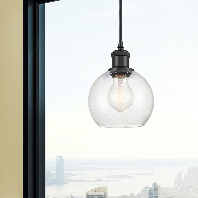 Luminaire suspendu sphérique 1 lumière Roxane, DEL, Noir mat