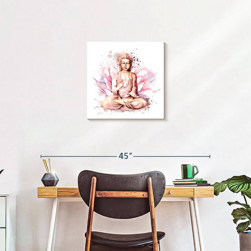 " Buddha on Lotus Splatter " Print, 20" H x 20" W x 1.25" D