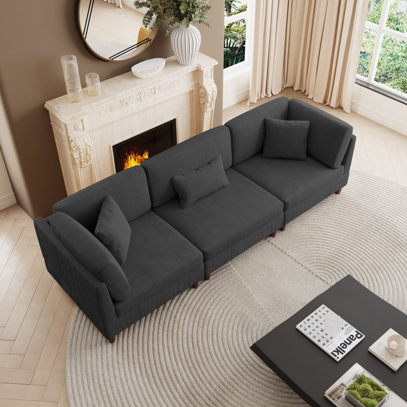Seemab 305.8Cm Square Arms Sofa, Grey