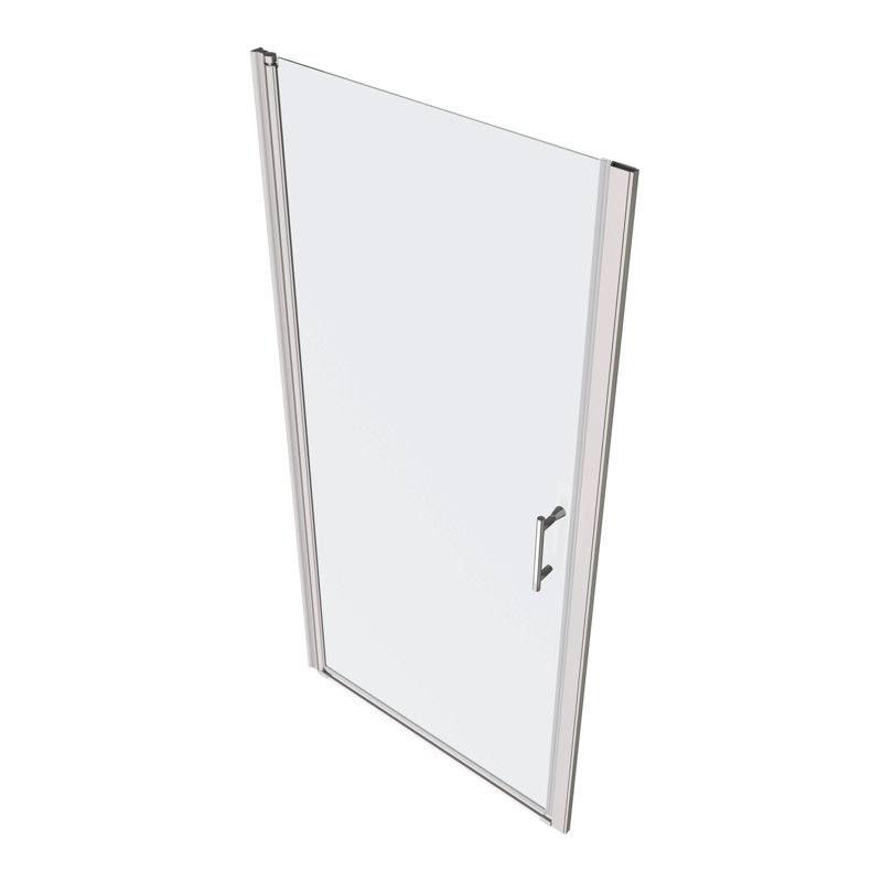Porte de douche pivotante universelle à ouverture de 1 3/8 po, ouverte à l'extérieur, avec finition en verre trempé de 1/4 po 3272