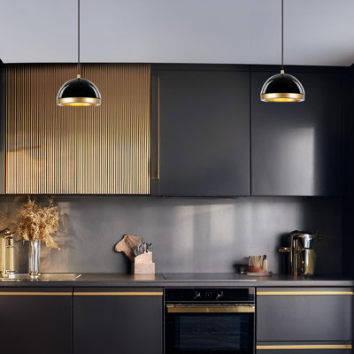 Luminaire suspendu simple en métal à hauteur réglable avec capuchon en métal