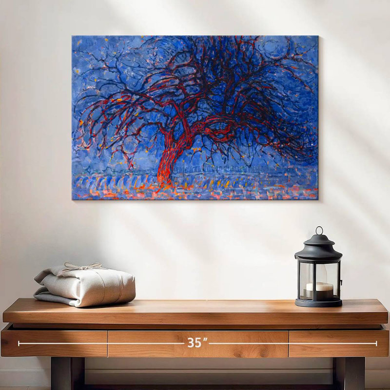 Harnek Avond le soir, l'arbre rouge, H 16 po x l 24 po