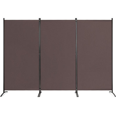 6 Ft 3 Panel Room Divider, Folding Portable Privacy Screen W/ Durable Hinges Steel Base, Freestanding Partition Protective Wall Divider Furniture, Off -  Latitude Run®, 0E06D1FCCA67427F918ED266037ABE70