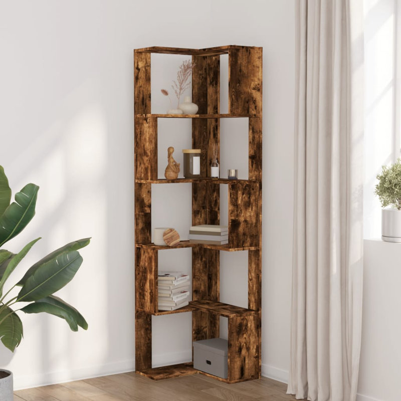 179cm H x 50cm W Corner Bookcase, Dark Brown