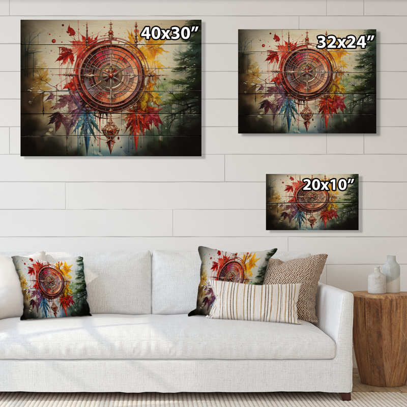 Native Art Sacred Medecine sur bois, H 30 po x l 40 po x P 0,78 po