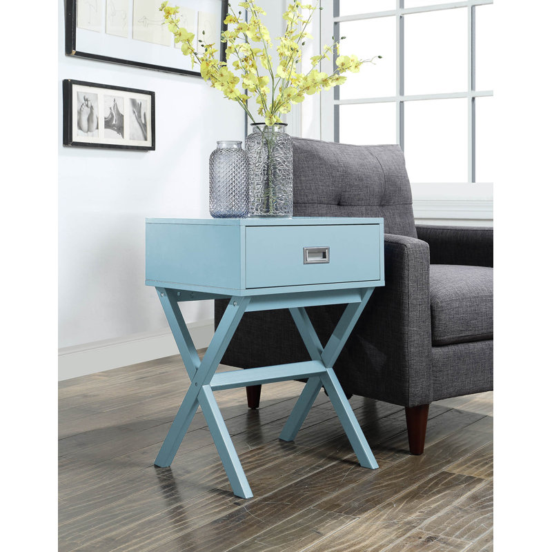 Emile End Table with 1 Drawer, Sea Foam