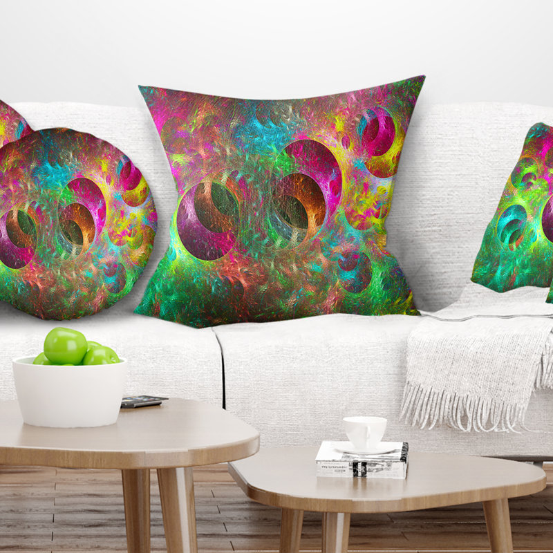 Texture de verre fractal multicolore - coussin imprimé abstrait, 16 po x 16 po, Carré