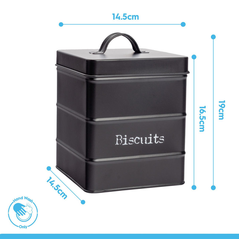 Harbour Housewares - Vintage Metal Kitchen Biscuit Tin, White, 19cm H x 14.5cm W x 14.5cm D