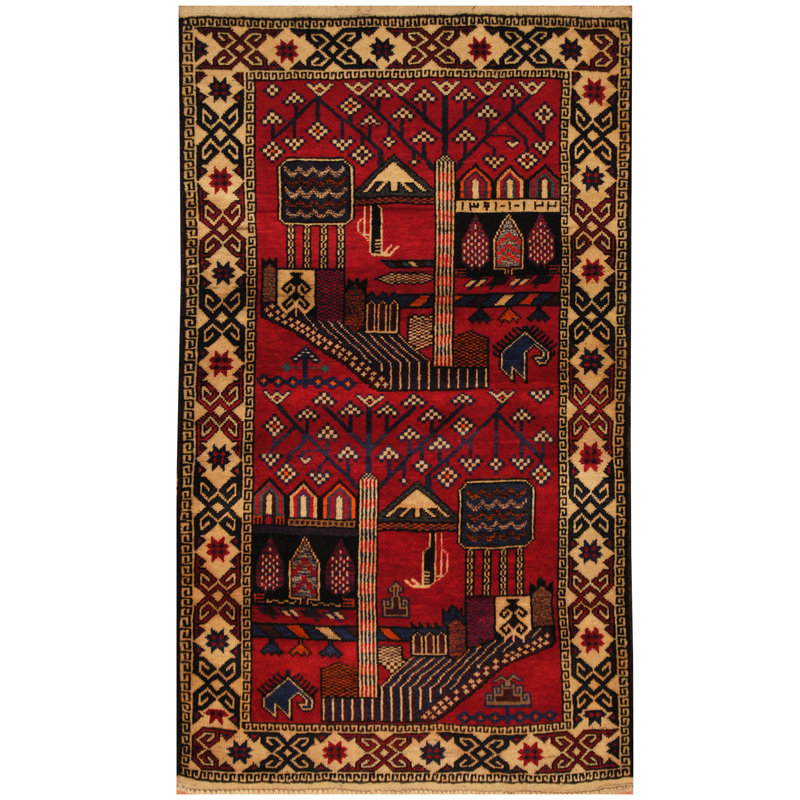 Tapis rouge / beige Elysburg Balouchi