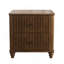 Table de chevet cannelée, table d'appoint de 21,65 po de largeur avec 3 tiroirs, table de chevet moderne en bois avec poignée en métal, table de chevet en bois pour chambre à coucher, salon, placard, noyer-145681495-145681494