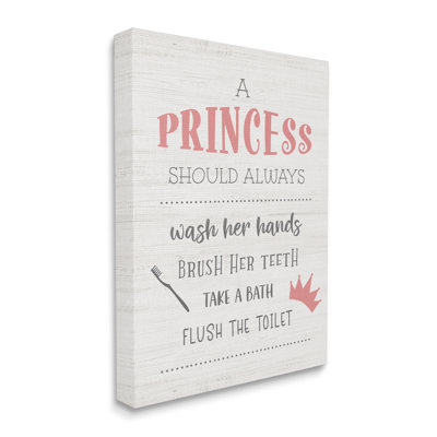 " Princess Bathroom Rules Good Hygiene Phrases Pink Crown " by Natalie Carpentieri