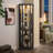 Lighted Corner Curio Cabinet - Elegant Glass Display Case For Living Room & Bar Storage - Perfect For Antique Collections & Wine - Includes Built-In Lighting - BLACK