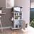Modern Kitchen Cart 39" H, Single Door Cabinet, Four Wheels, One Side Shelf-1084254134