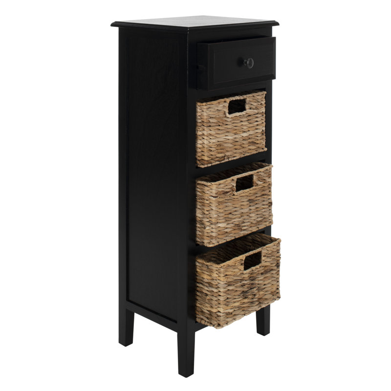 Table de bout en bois massif avec rangement Painswick, Noir patiné