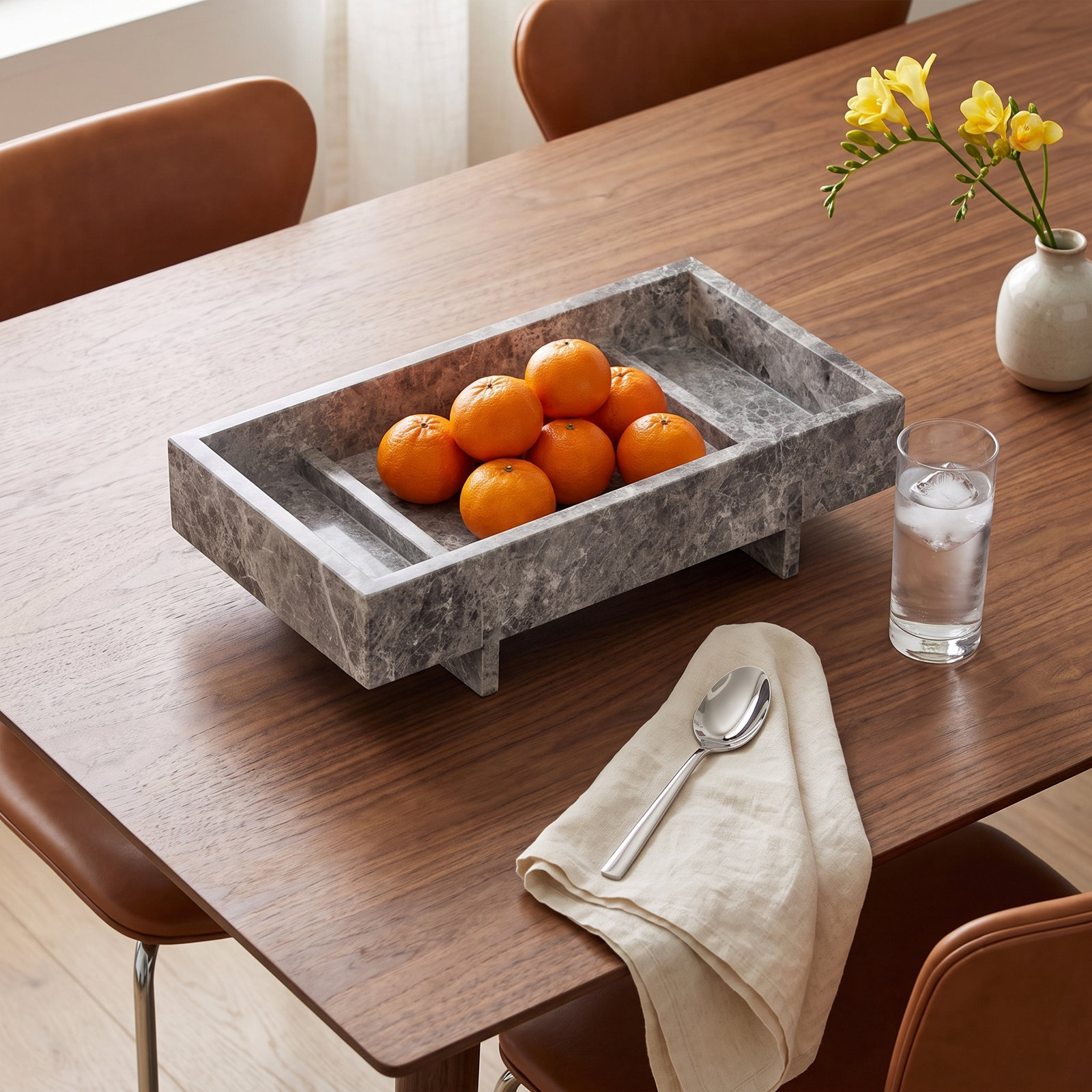 Abento Genuine Marble Decorative Tray, Sharkskin