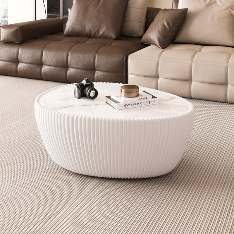 Table basse moderne en polyuréthane fritté clair, Blanc