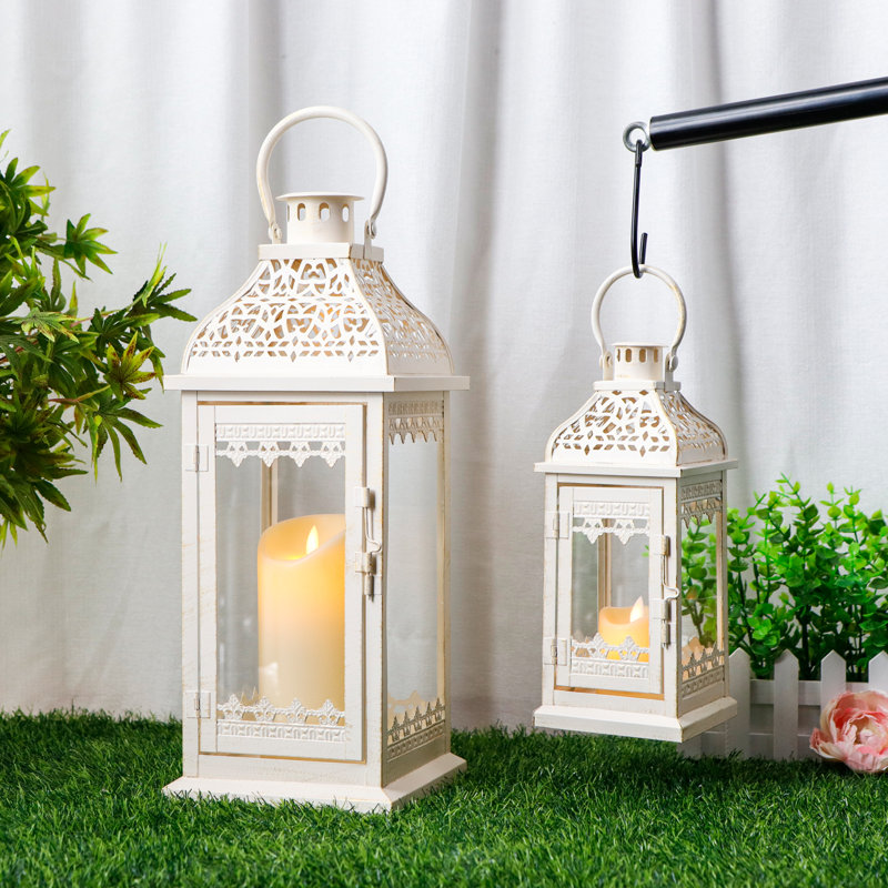  Ensemble de 2 lanternes décoratives Vintage, Blanc